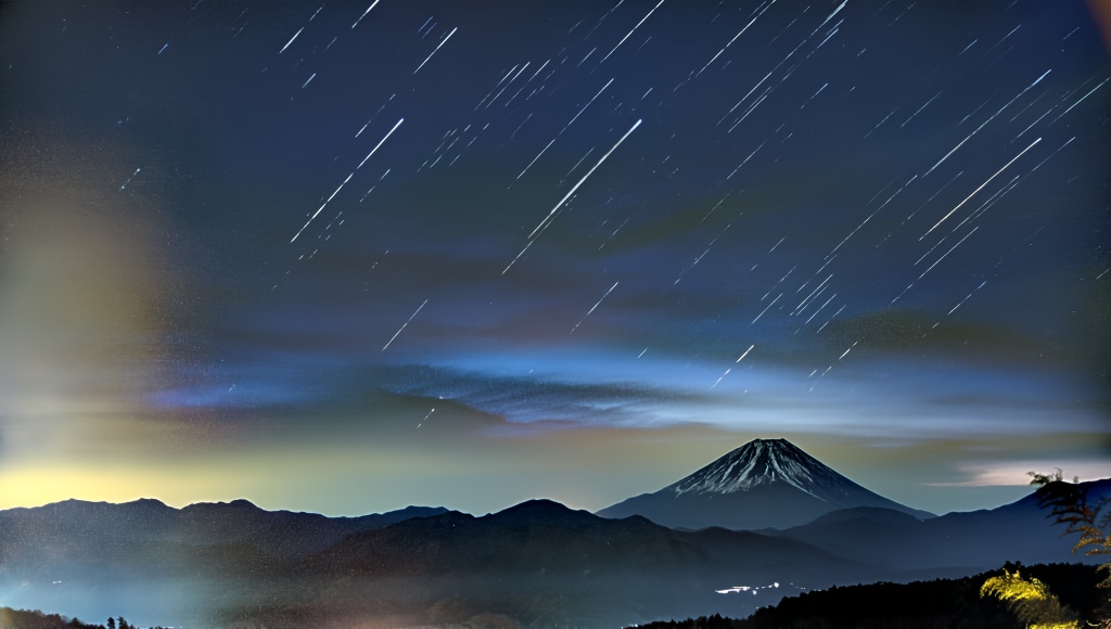 星降る富士 – Starry Trails over Mt. Fuji
